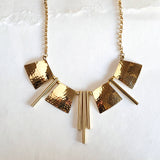 Aged Brass Hammered Collar Necklace