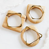 Orchard Wood Bangle and Brass Bracelet Set