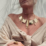 Aged Brass Hammered Collar Necklace