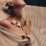 Aged Brass Hammered Collar Necklace