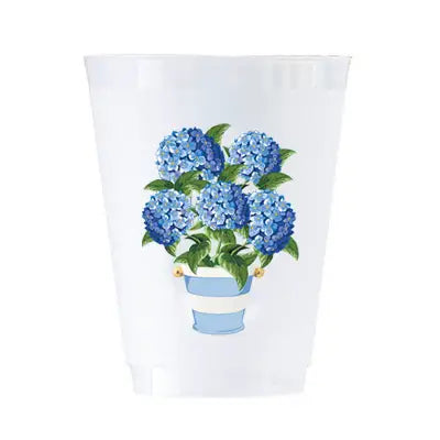 Hydrangeas Striped Frosted Cups S/8