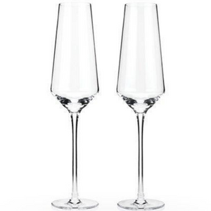 Two Clear Glass Champagne Flutes 