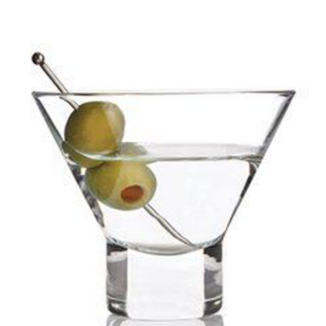 Martini glass with two olives 