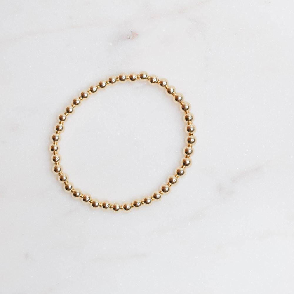 Round Beaded Bracelet: 5mm 14K Gold Fileed