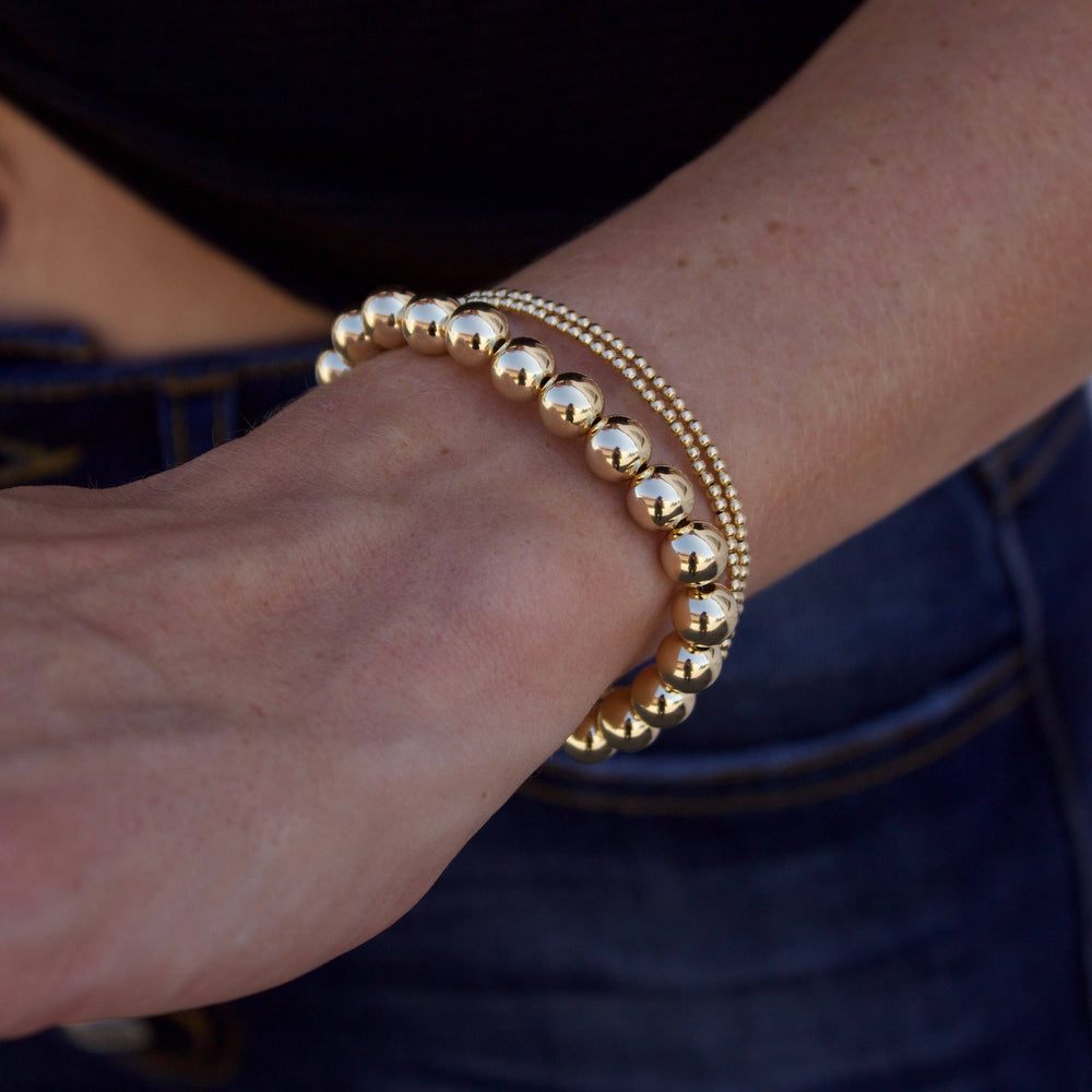 Round Beaded Bracelet: 8mm 14K Gold Filled