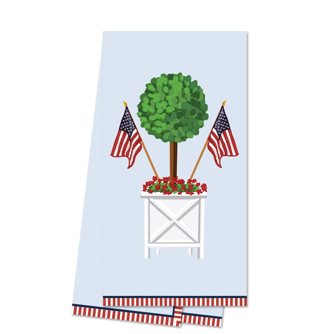 Patriotic Topiary Tree Bar Cart Towel