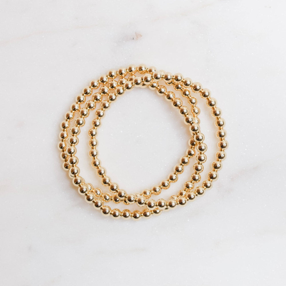 Round Beaded Bracelet: 5mm 14K Gold Fileed