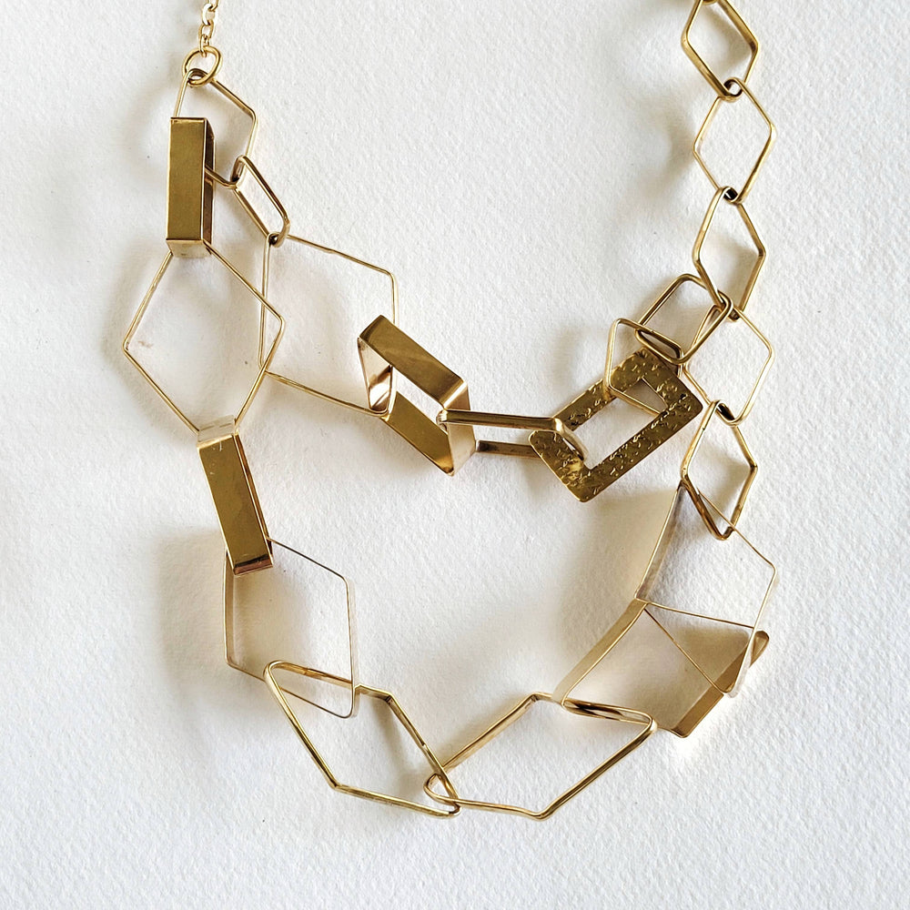 Geometric Brass Chain Necklace