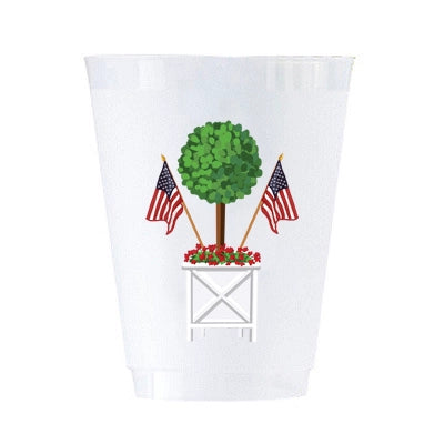 Patriotic Topiary Frosted Cups S/8