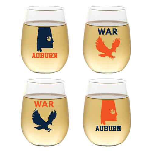 Sold Out - Auburn Tigers Shatterproof Wine Glasses Set/4