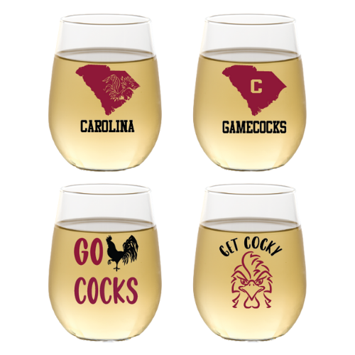 Sold Out - South Carolina Gamecocks Shatterproof Wine Glasses Set/4
