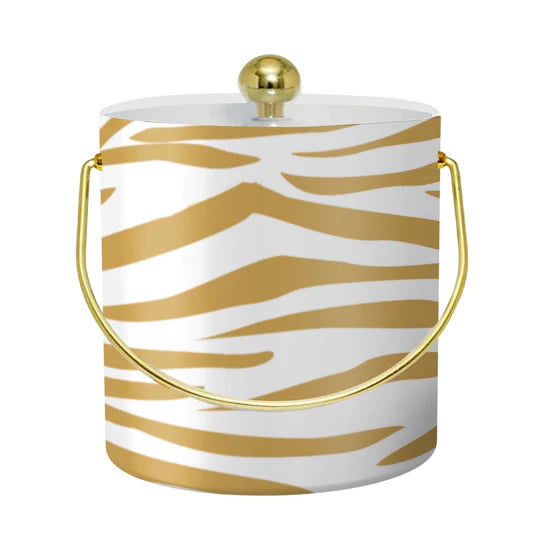 Gold Holiday Jungle Stripe Ice Bucket
