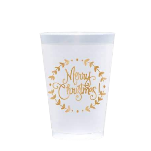 Sold Out - Merry Christmas Wreath Frosted Cups S/10