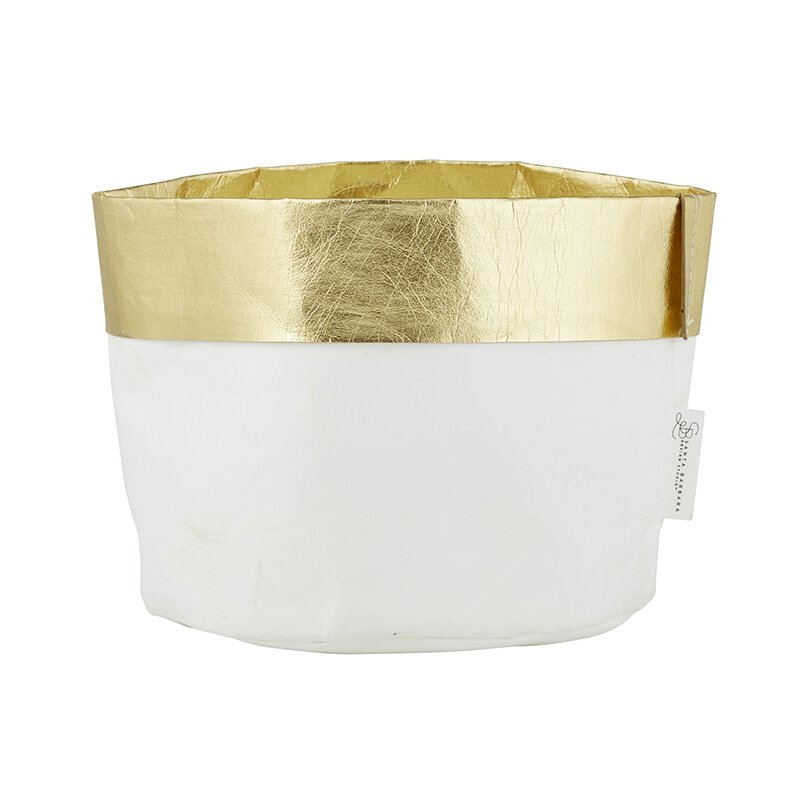 Gold and White Paper Basket