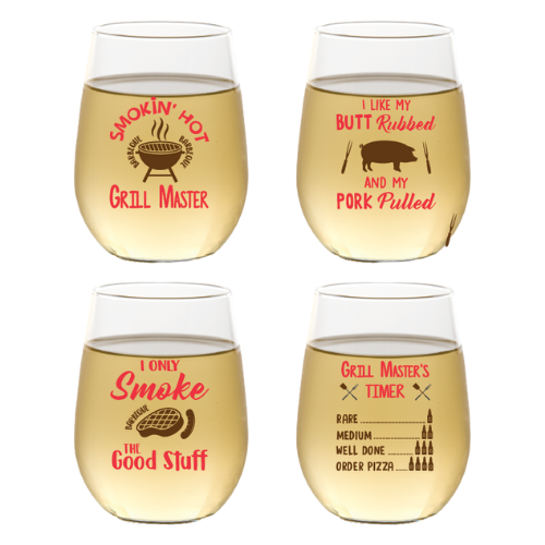 Sold Out - BBQ Fun Shatterproof Wine Glasses Set/4