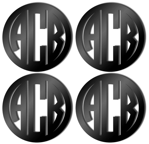 Black Monogrammed Coasters in Circle Font