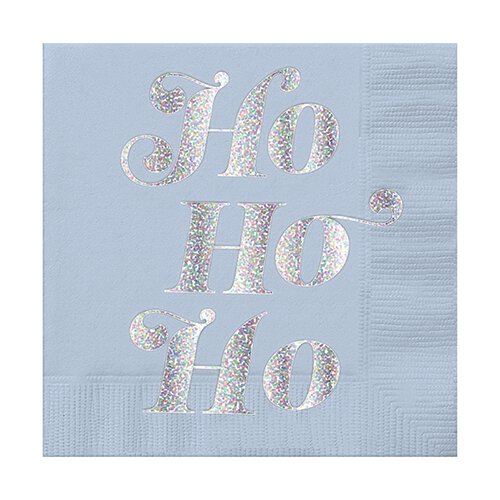 Silver & Blue Ho Ho Ho Cocktail Napkins