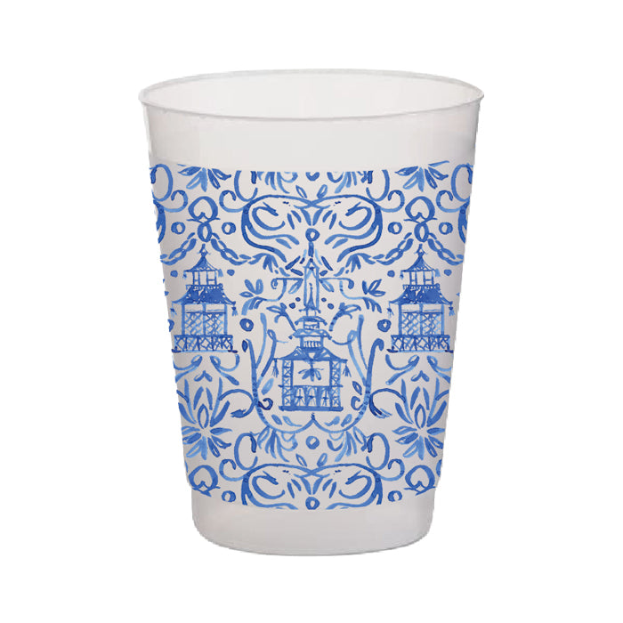 Sold Out - Blue Pagoda Frosted Cups Set/10