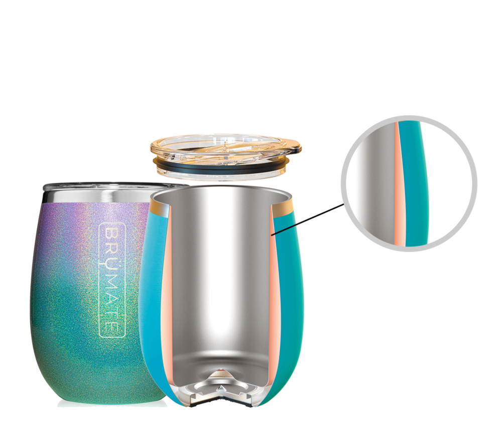 Illustration of Brumate's proprietary  BevGuard™ technology which guarantees your drinks stay ice-cold and refreshing, without the metallic aftertaste other stainless steel products often have. 