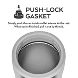 Illustration of Brumate's push lock gasket on skinny can cooler.