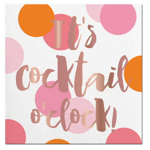 Sold Out - It's Cocktail O'Clock Foil Cocktail Napkins