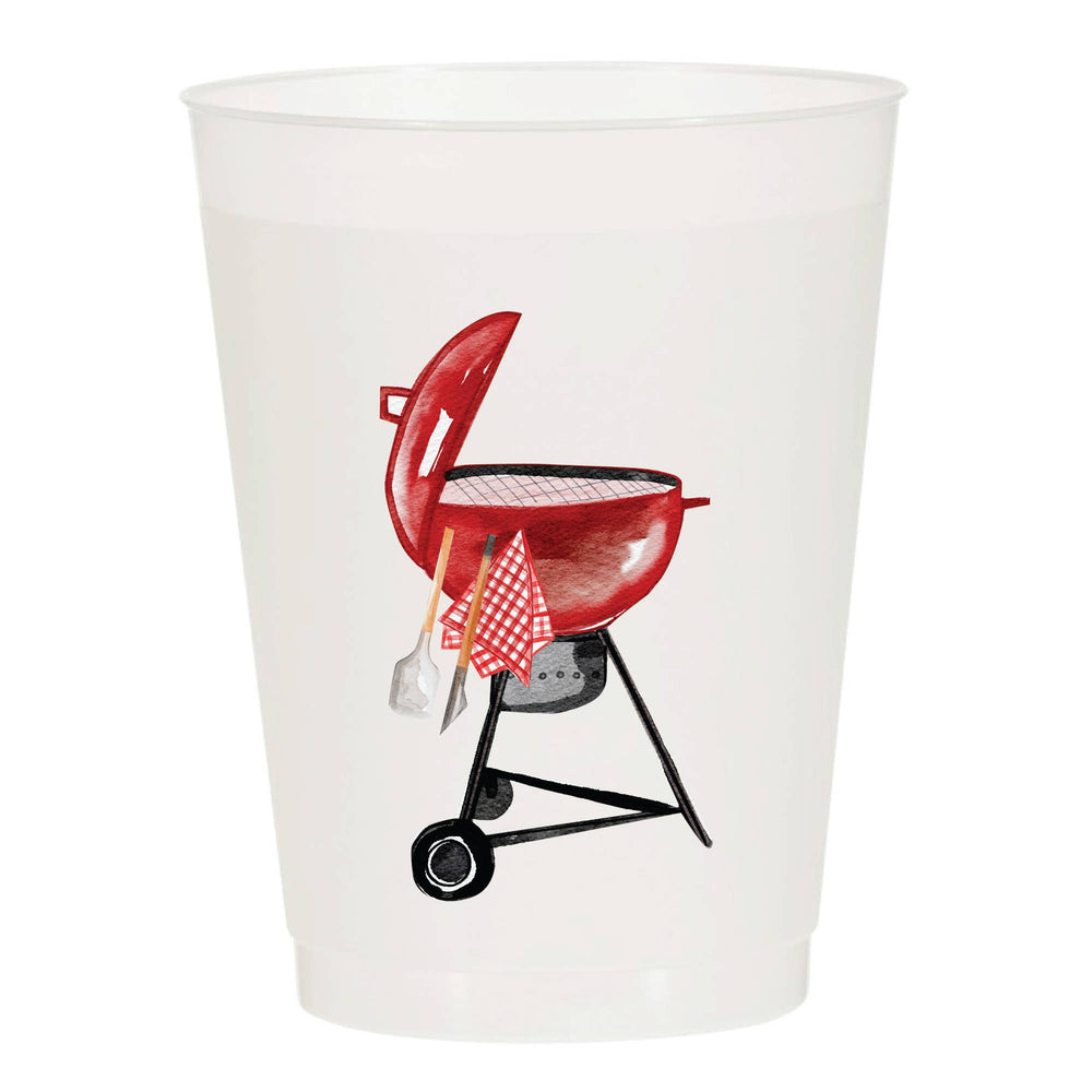 BBQ Grill Watercolor Cups S/10