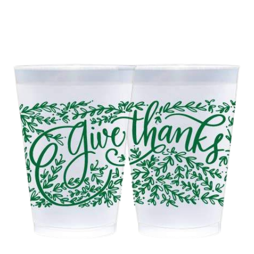 Sold Out - Give Thanks Frosted Cups S/10 - Green