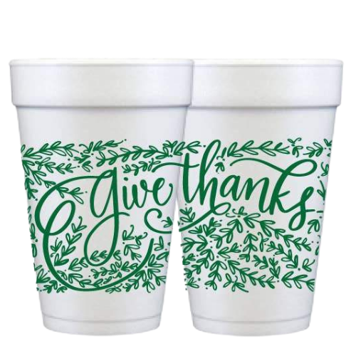 Sold Out - Give Thanks Foam Cups S/12 - Green