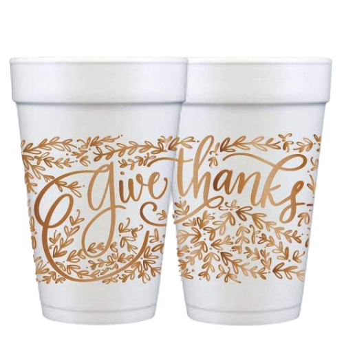 Sold Out - Give Thanks Foam Cups S/12 - Copper