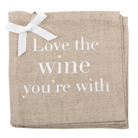 Sold Out - "Love the Wine" Linen Coasters