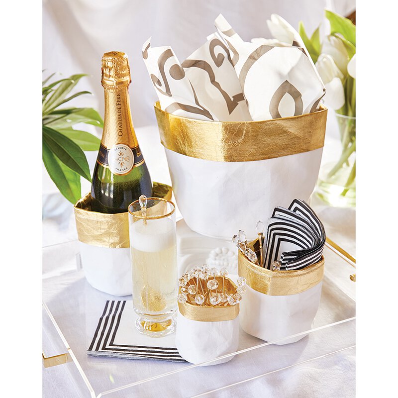 Sold Out - Gold and White Paper Basket