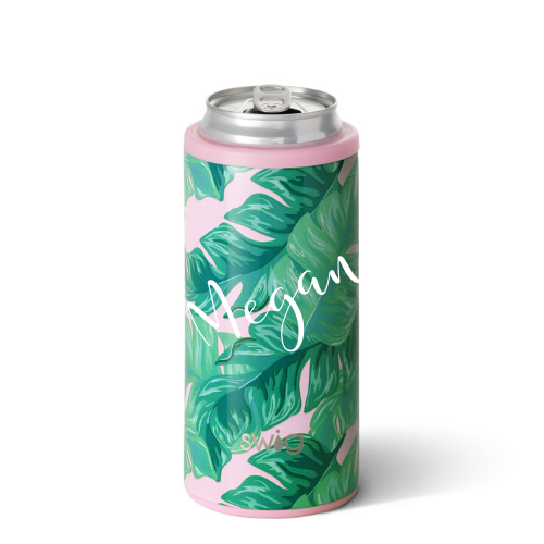 Sold Out - Personalized Skinny Can Cooler - Palm Leaf