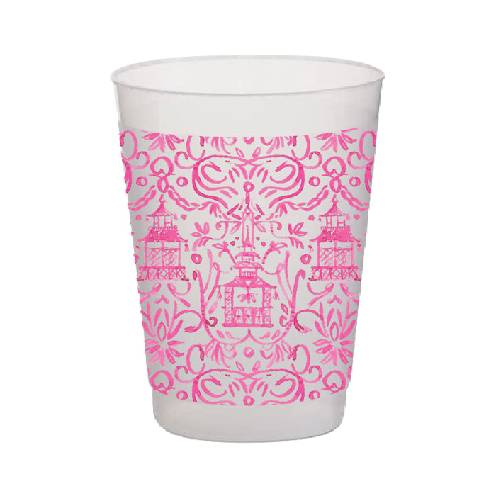 Sold Out - Pink Pagoda Frosted Cups Set/10