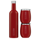 This red wine set is the perfect gift for a friend or a treat for yourself! It's great for taking your wine to the beach, pool, outdoor symphony or any other glass-free place. The canteen holds a full bottle of wine and maintains the perfect temperature for over 24 hours. The wine tumbler holds a half bottle of wine and maintains the perfect temp from the first to the last sip!