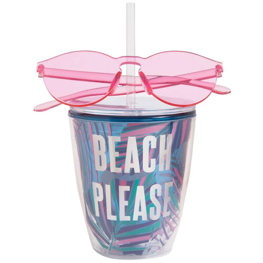 Sold Out - Beach Please Tumbler with Sunglasses