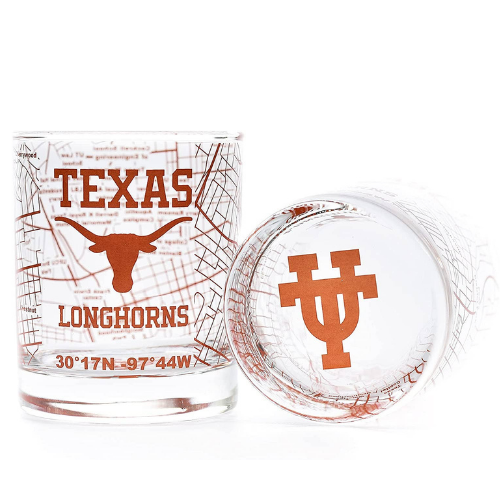 Sold Out - Texas Longhorns Map Rocks Glass
